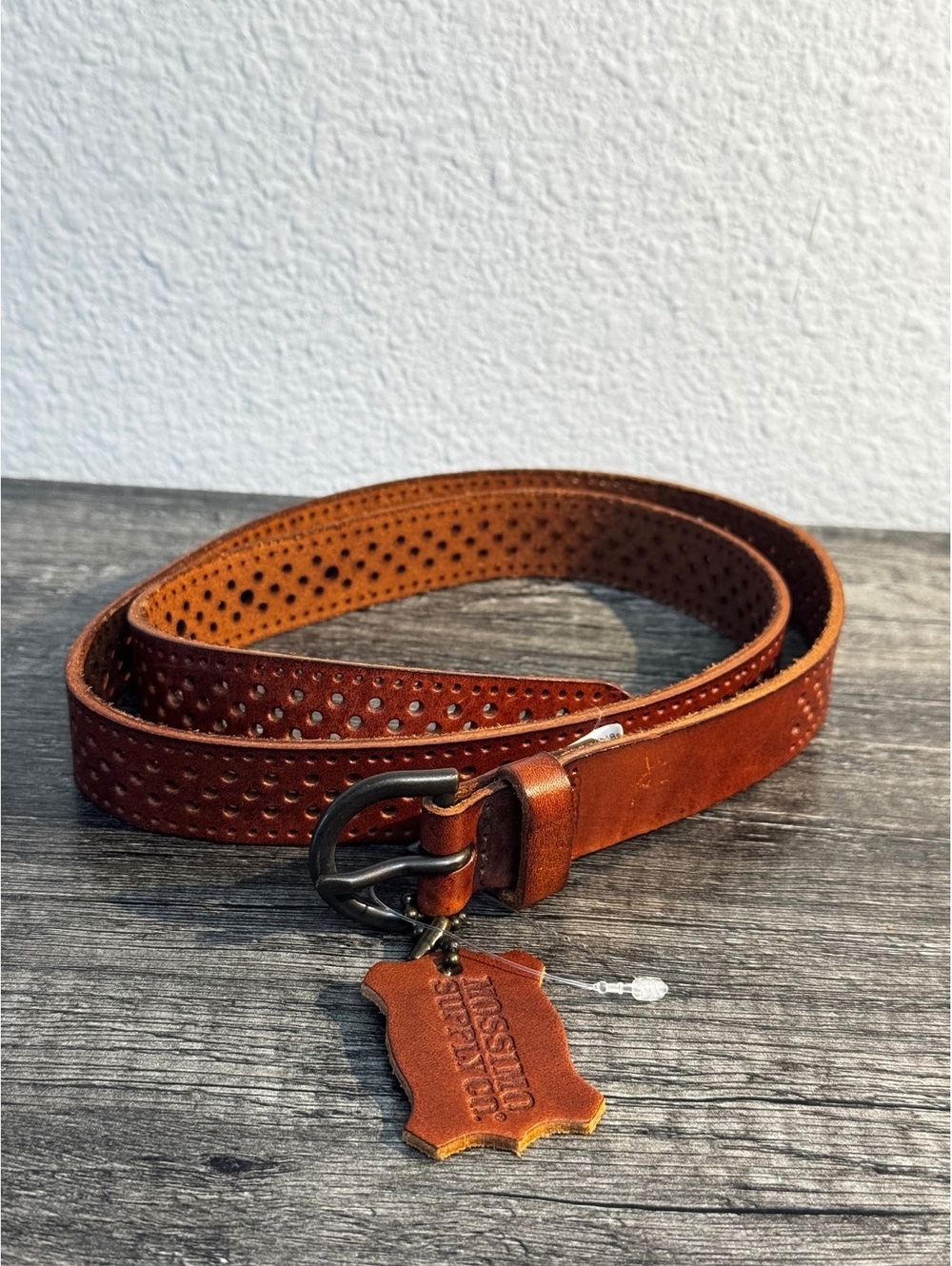 Target Genuine Leather Brown Perforated Belt Size M Laser Cut Adjustable
